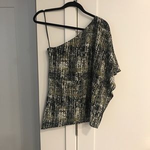 Halston Heritage One Shoulder SS Blouse